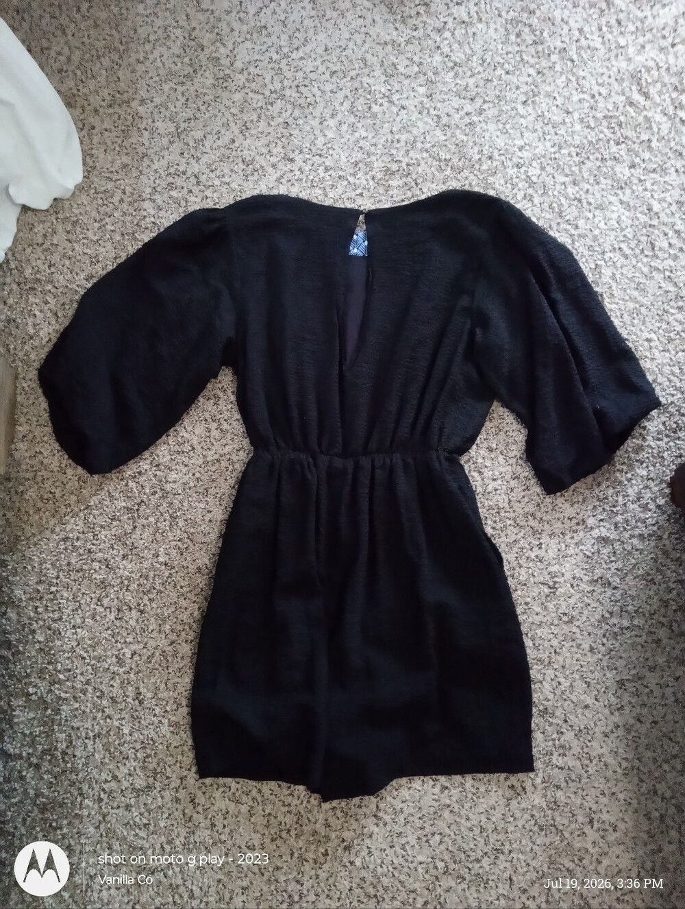 Anthropologie Francesca Balloon-Sleeved Romper Long Sleeve Black Large - Picture 5 of 10